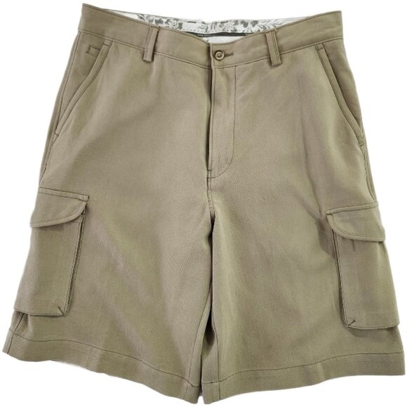 Tommy Bahama Cargo Shorts Tan Silk Cotton Blend Casual Pockets Mens Size 32 - Picture 1 of 6